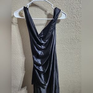 Elegant Black Draped Women's Dress